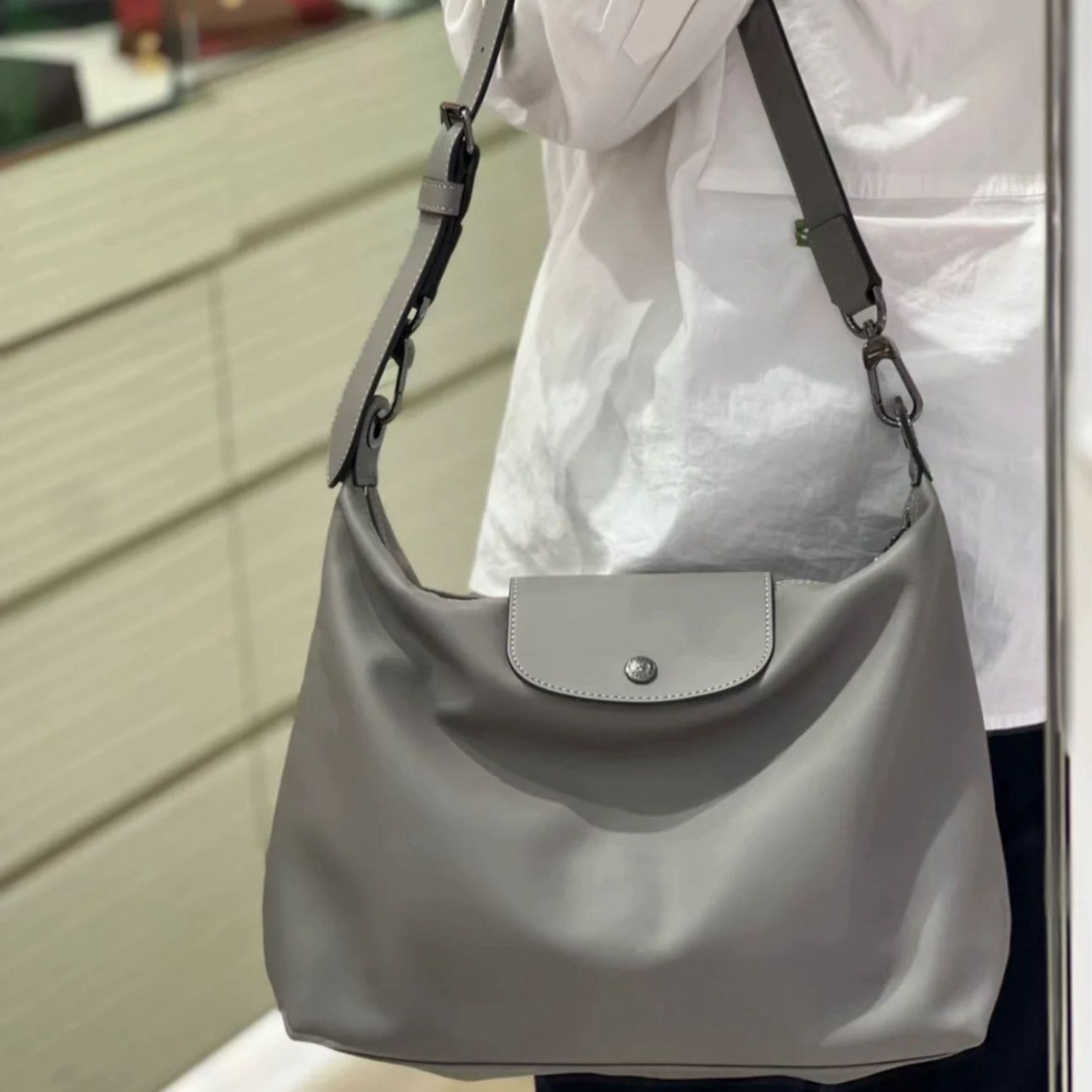 Hobo shoulder bag, boho grey women's bag, Crossbody shoulder bag, large capacity versatile women's hobo bag