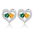 Sterling Silver Birthstone Heart Earrings