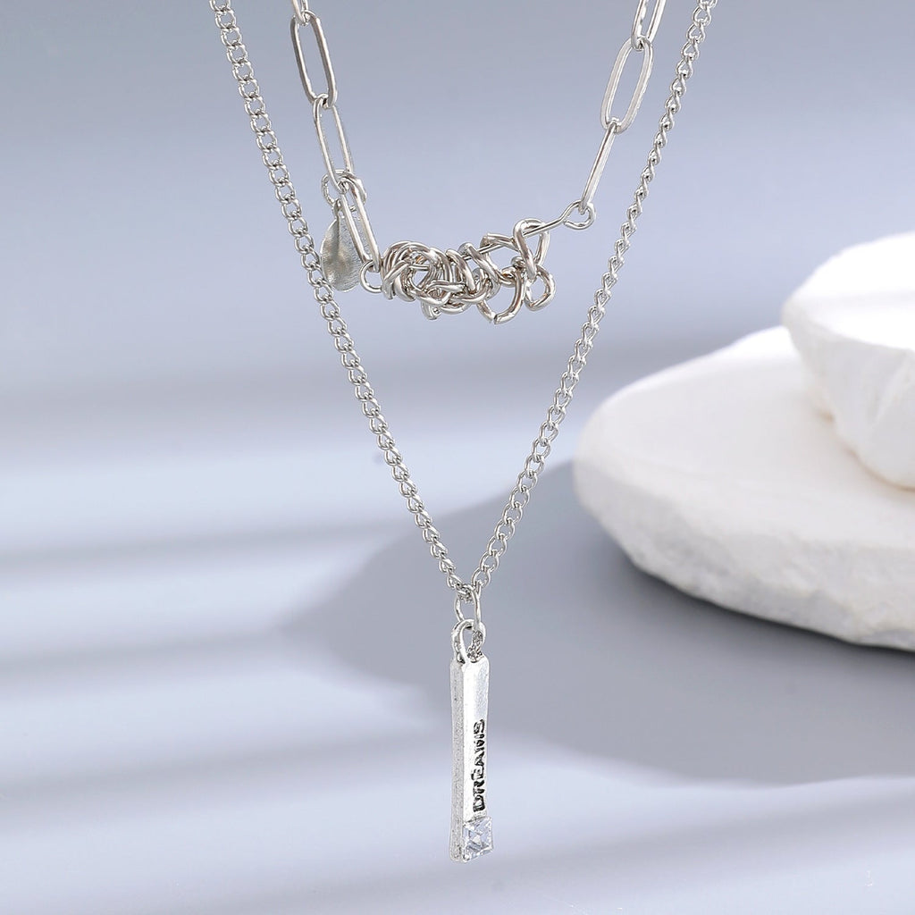 Double Layer Stacked Sweatshirt Necklace Sweet Cool Luxury Long Sweater Chain Autumn Winter