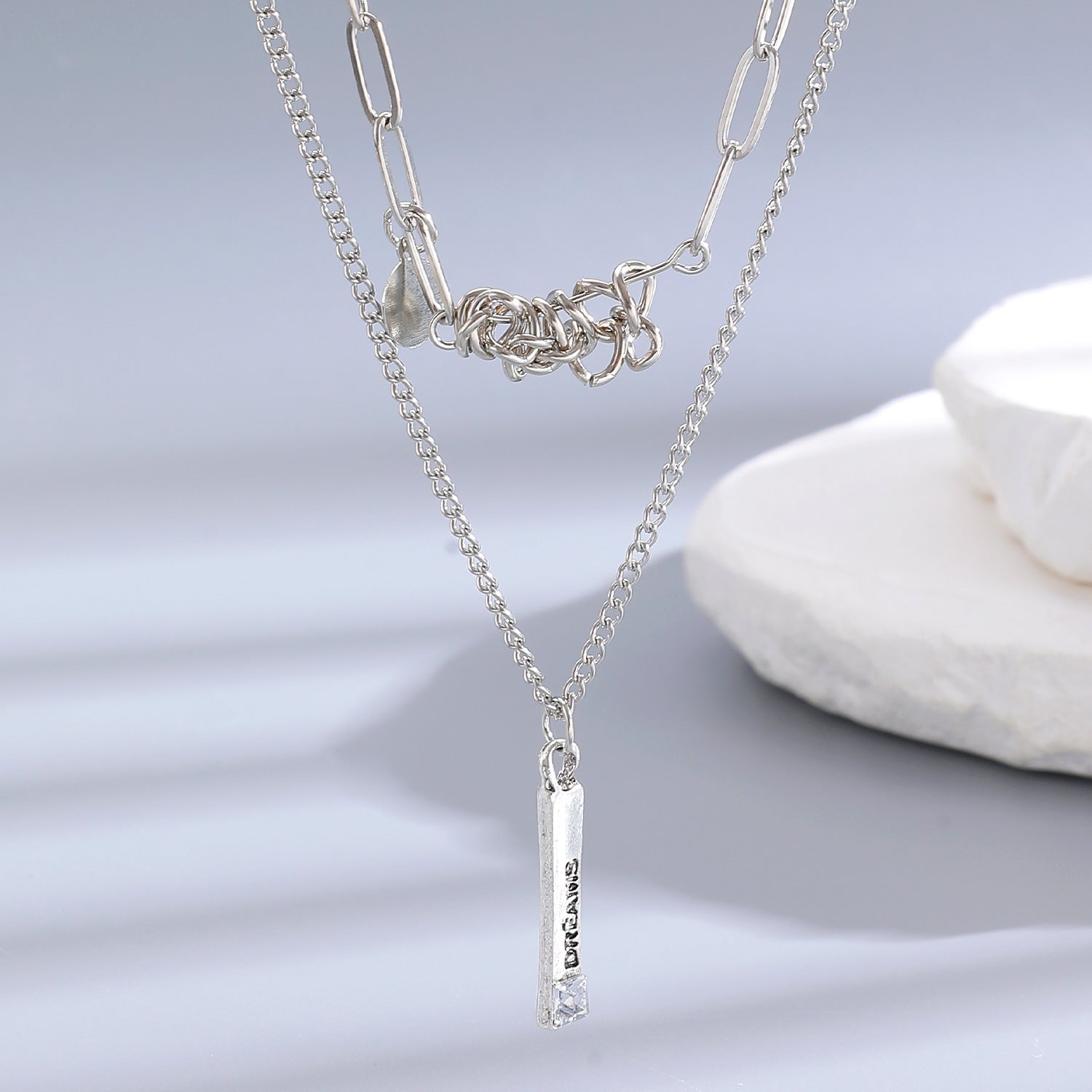 Double Layer Stacked Sweatshirt Necklace Sweet Cool Luxury Long Sweater Chain Autumn Winter