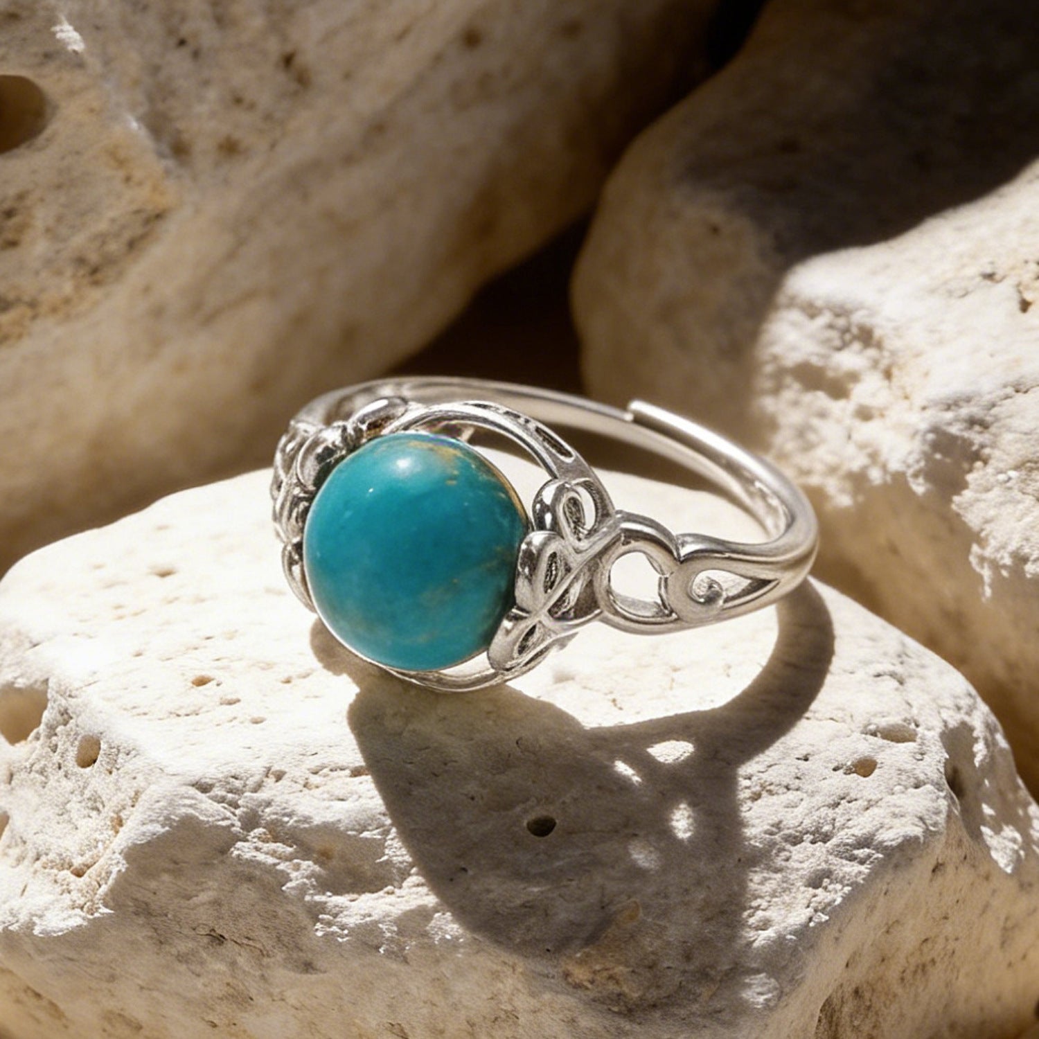 Vintage Natural Stone Open Ring Minimalist Fashion All-Match Band