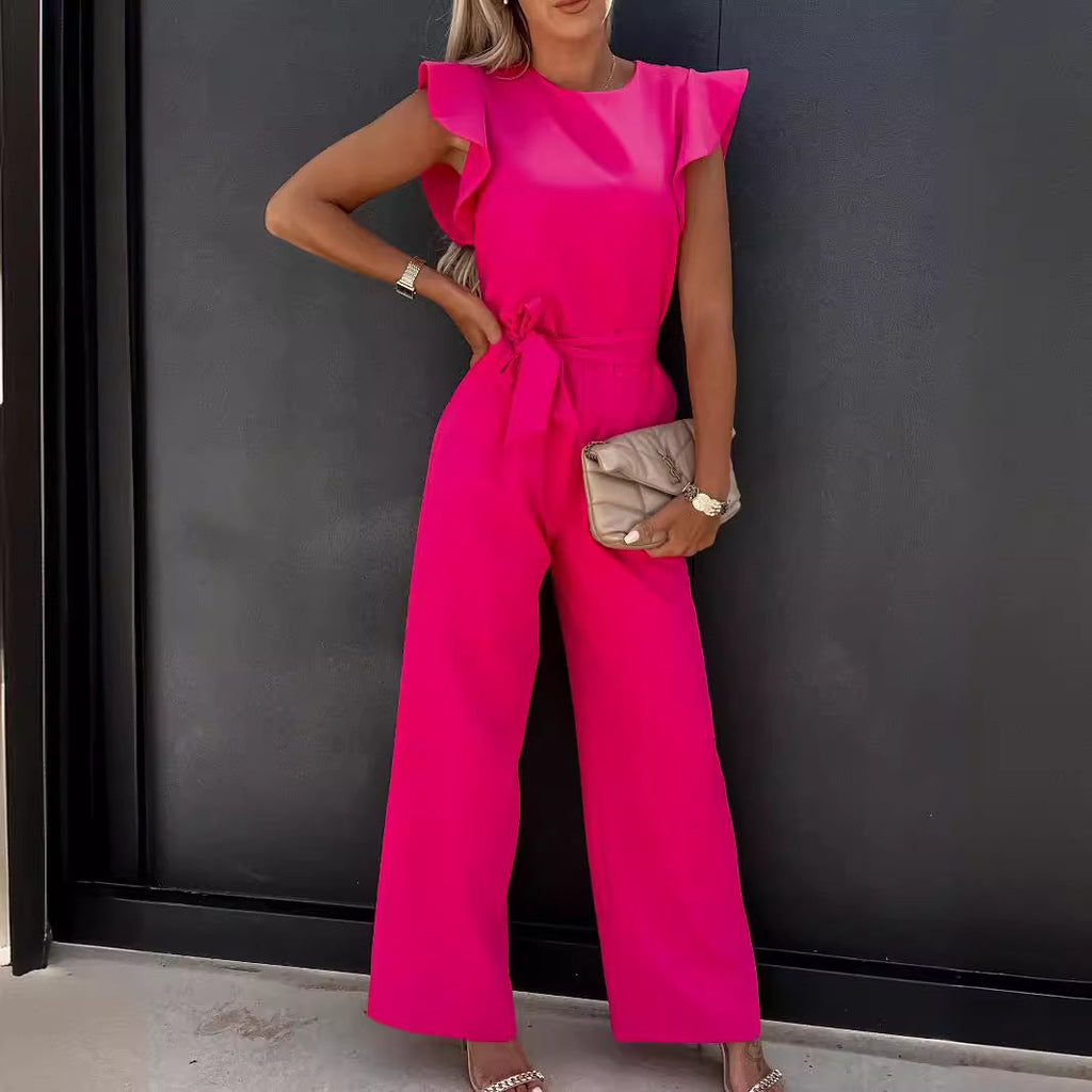 High Waist Commuter Strap-Up Jumpsuit - Summer Wide Leg Streetwear Jumpsuit