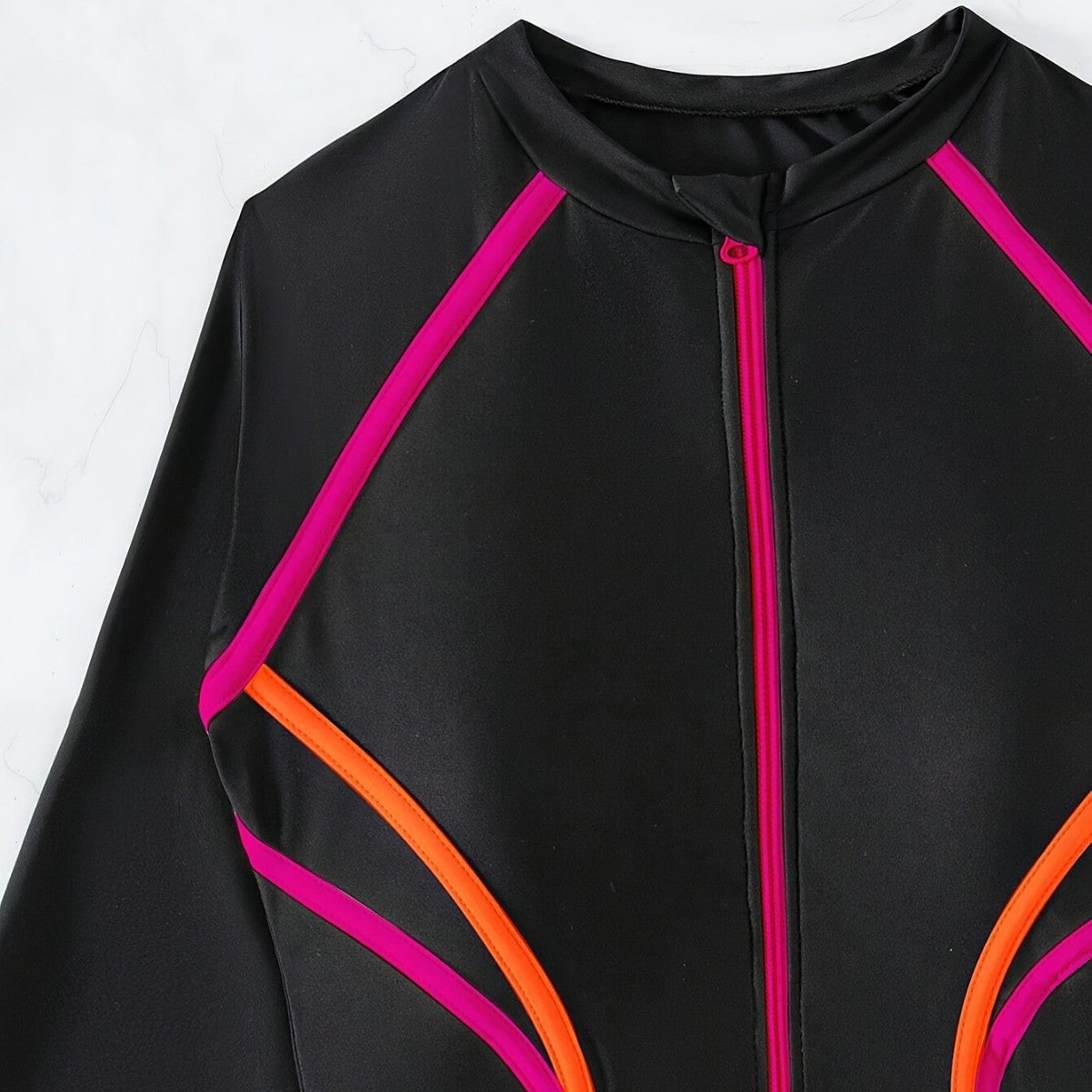 Women's Black Long Sleeve One-Piece Swimsuit Rash Guard UV Protection Quick Dry for Snorkeling Surfing Diving