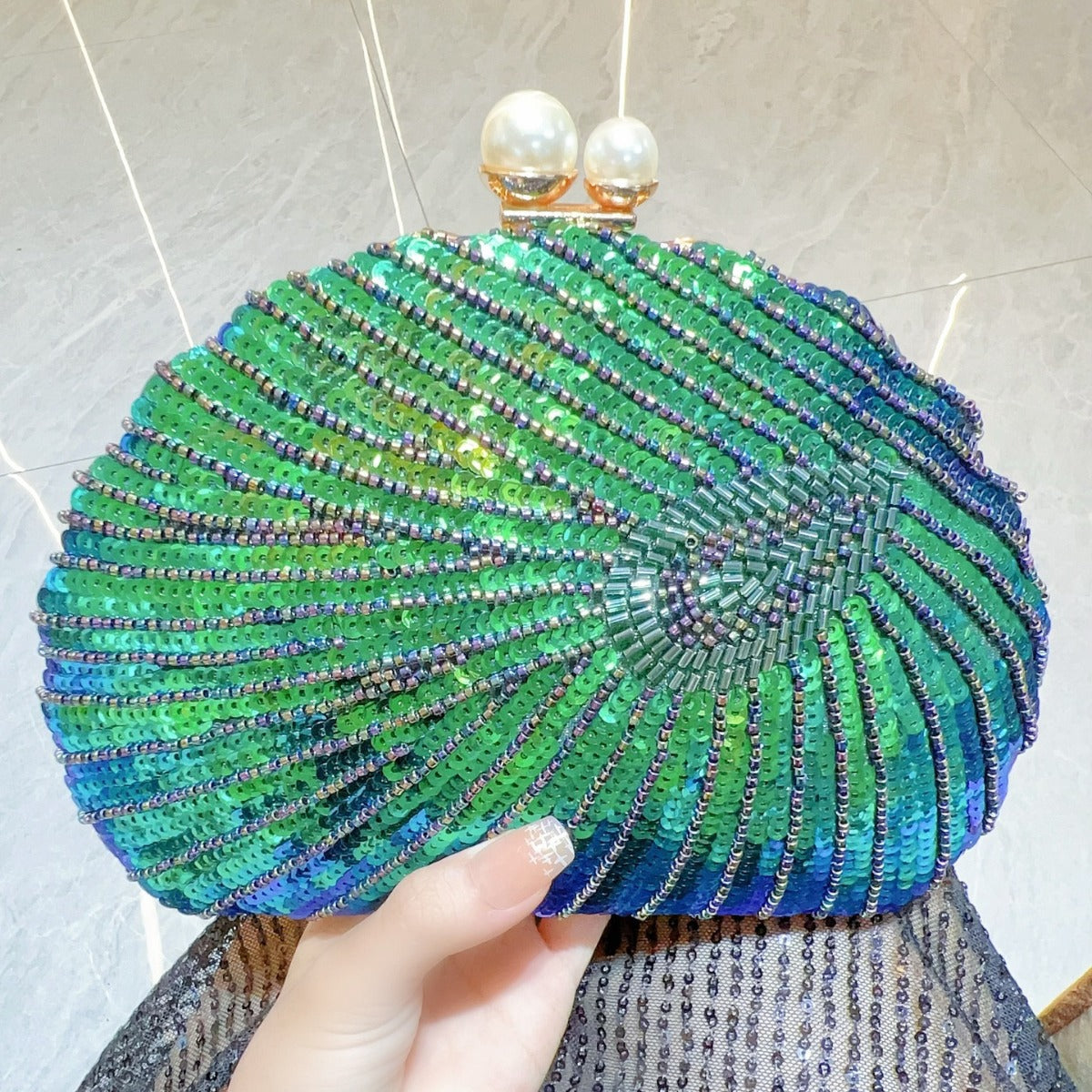 Elegant Retro Craft Beaded Evening Bag – Stylish Clutch Purse for Prom, Party, and Special Occasions
