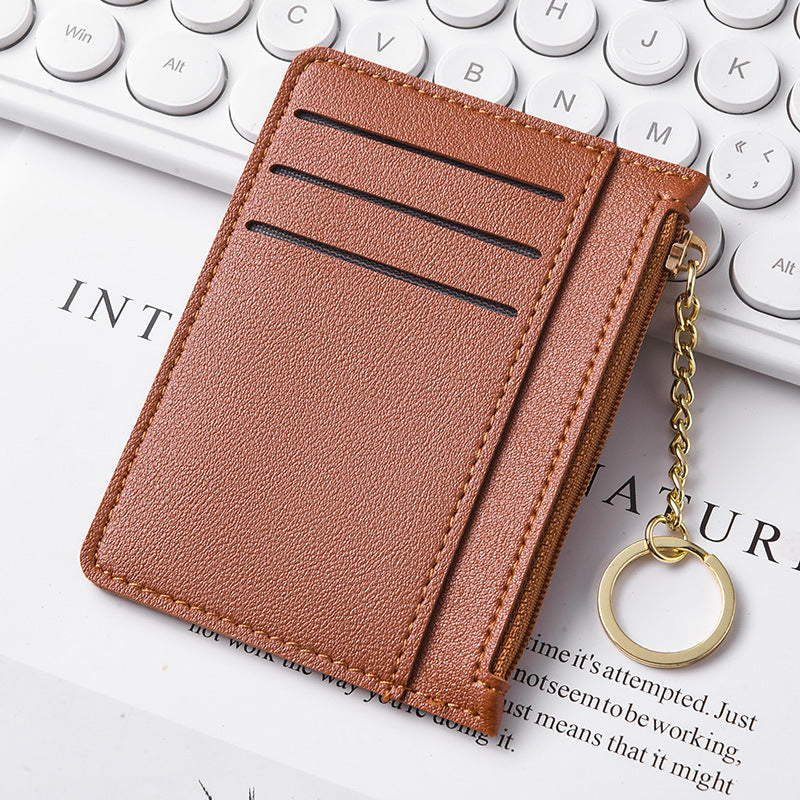 Ultra-thin new card bag for women, small and simple multi-card zipper change bag, large-capacity ID card holder, card holder.