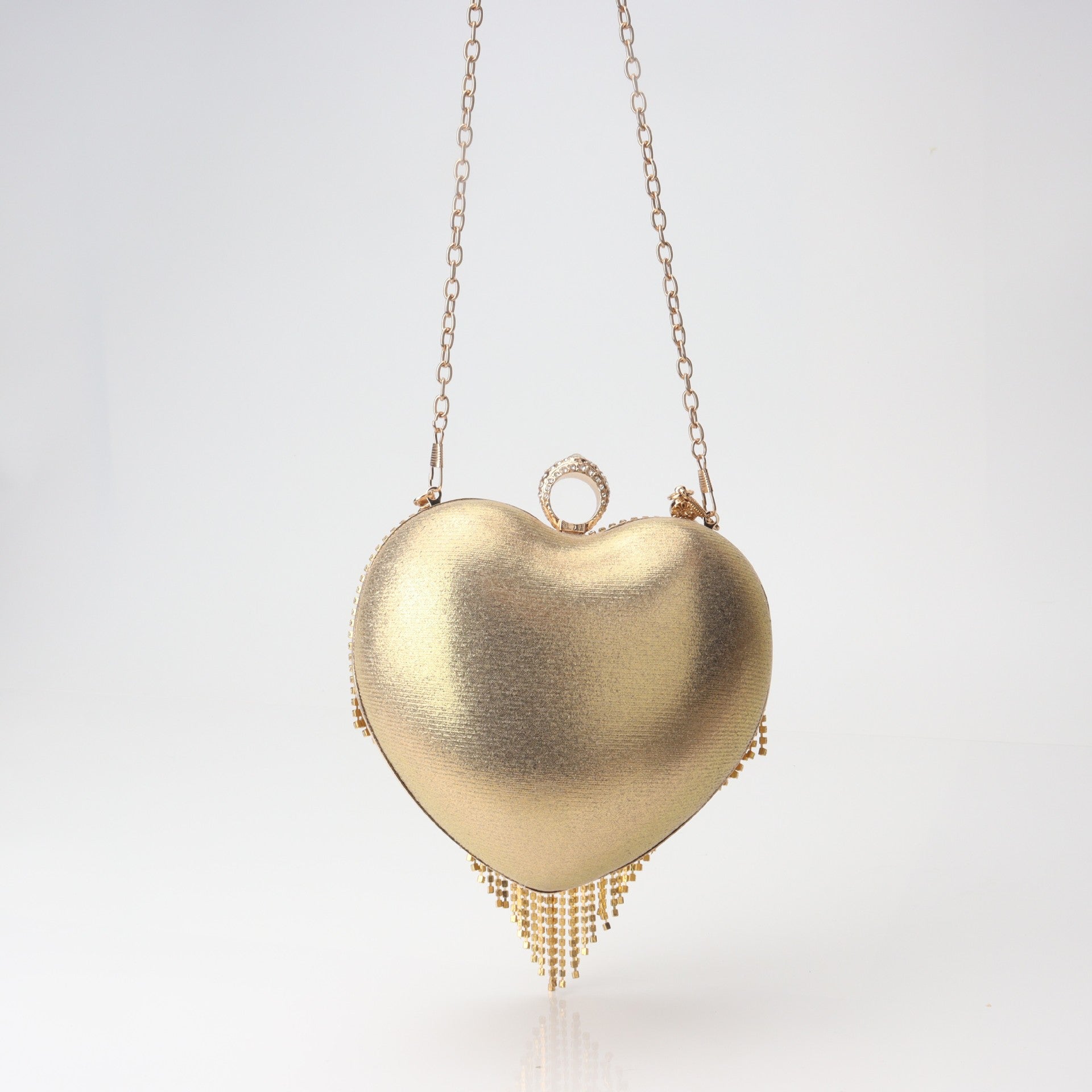 Fringed Rhinestone Bag, Birthday Party purse, Heart Shape Dinner Bag evening Clutch Purse Party, Prom Bag