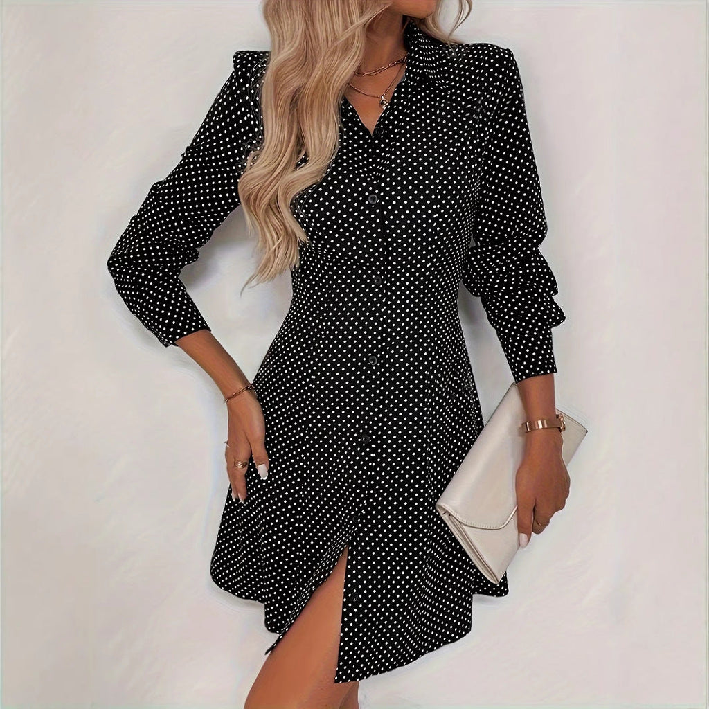 Women's Summer Solid Color Polka Dot Dress Women's Shirt Skirt