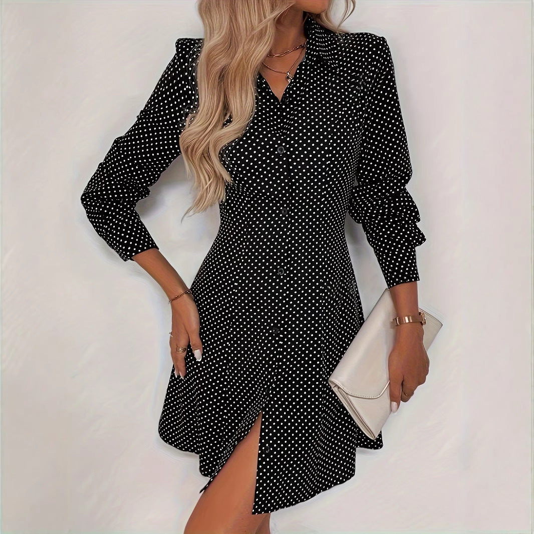 Women's Summer Solid Color Polka Dot Dress Women's Shirt Skirt