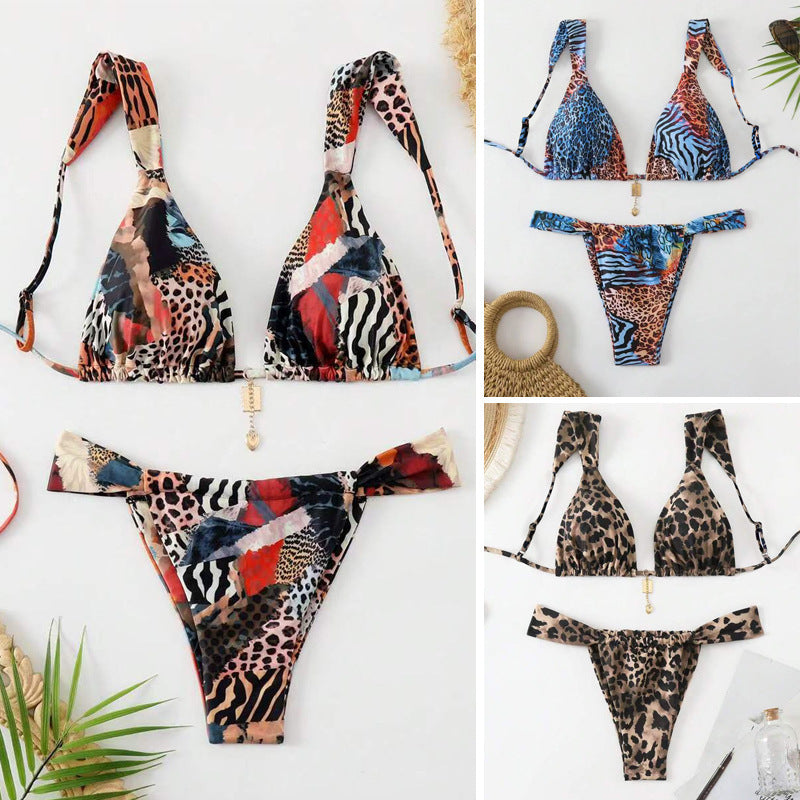 Sexy Bikini Print Strappy High end Sultry Swimsuit for Women