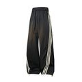 Unisex Striped Trim Wide Leg Sweatpants
