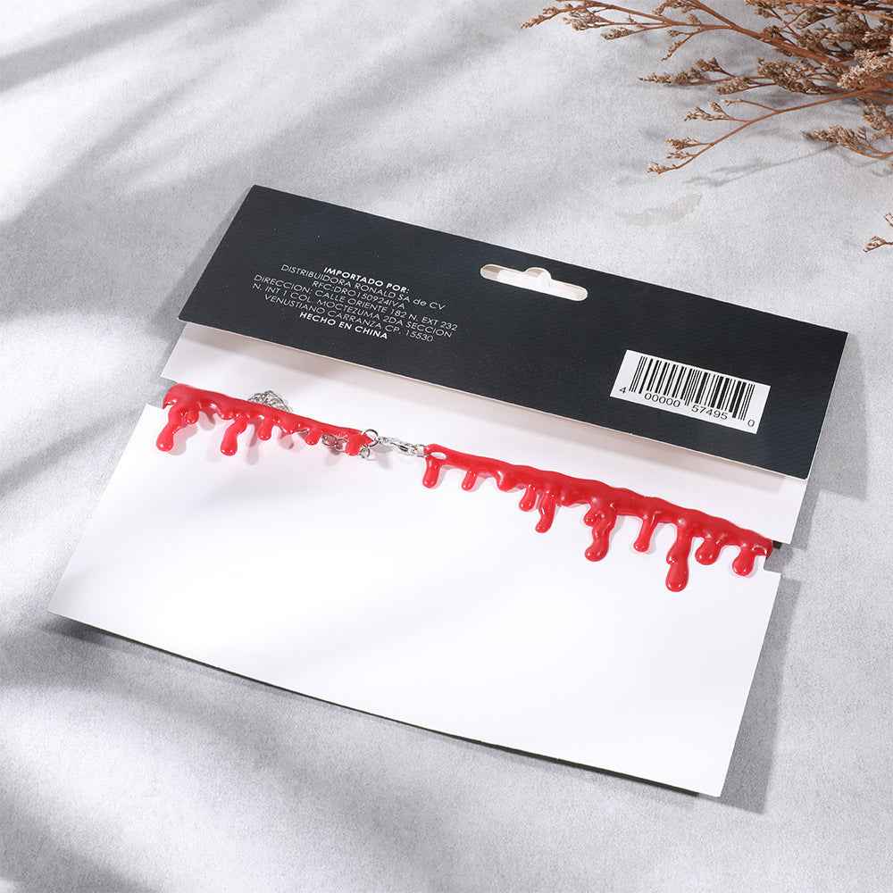 Halloween necklace idea bloody cut blood mark necklace red simulated belly bleeding collar