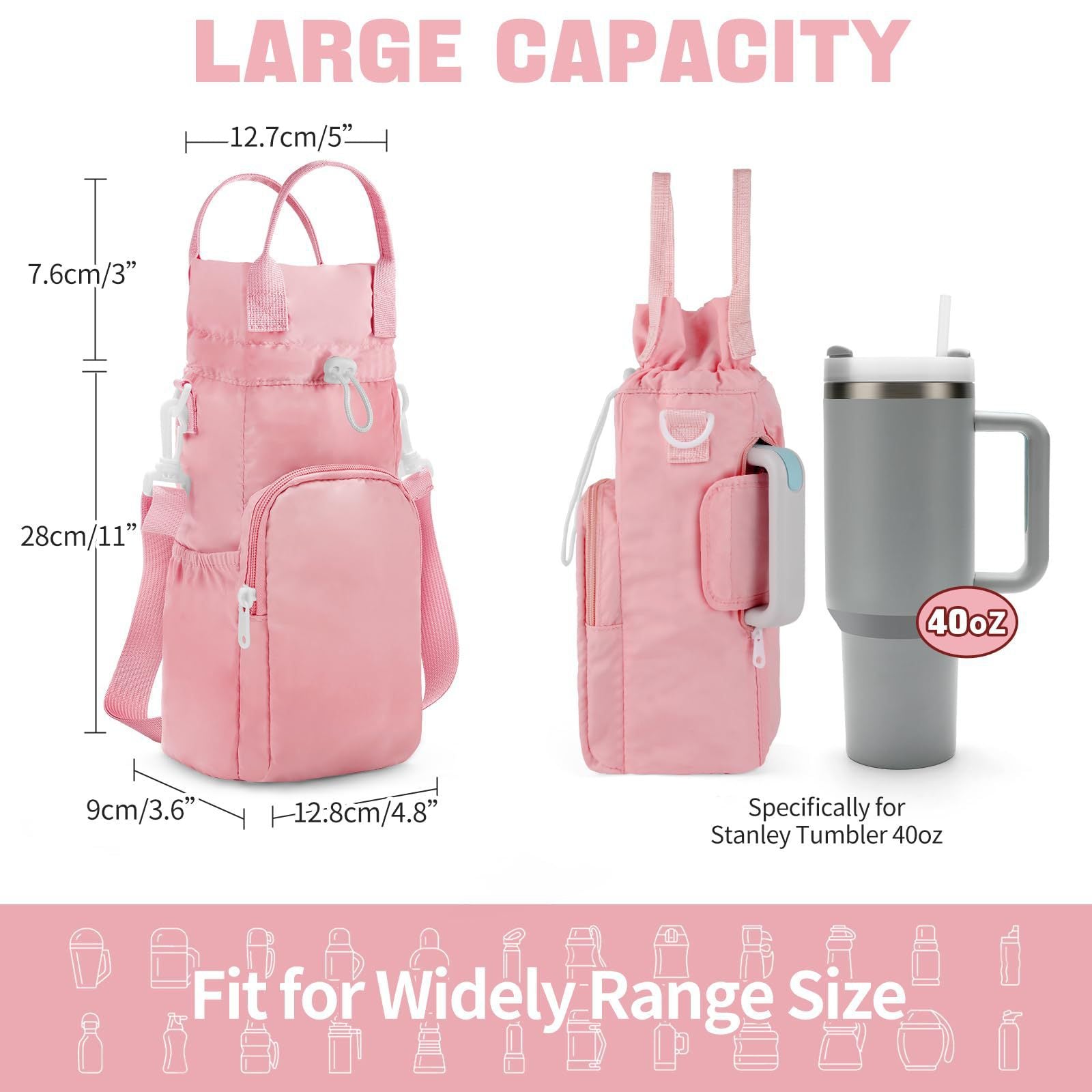 Insulated water cup cover, water cup cover Insulated ice bar kettle bag, Crossbody water cup bag with phone holder