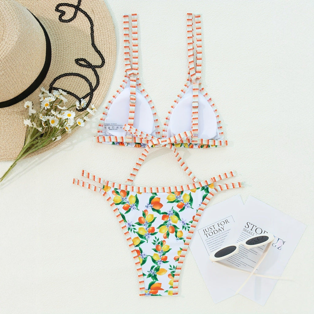 Sexy Printed Bikini Triangle Two Piece Swimsuit Set