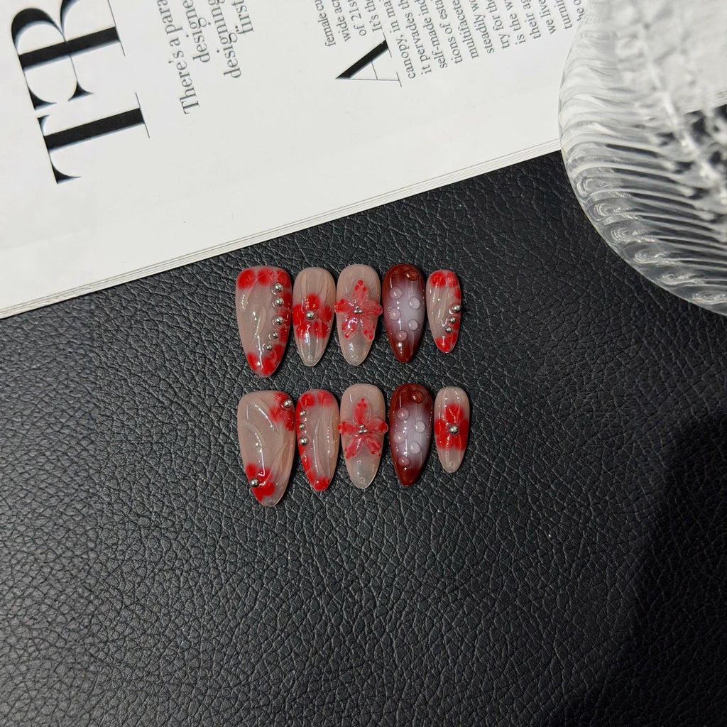 Clear flower carving gradual change French ice through high-end pure hand patch, wholesale