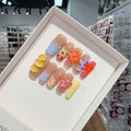 Long engraved gradual change Handmade Press on Nails Sweet and gentle