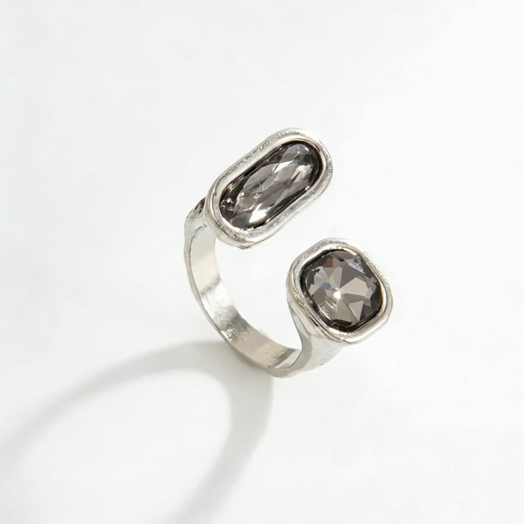 Luxury Acrylic Black Diamond Ring Minimalist Geometric Square Band