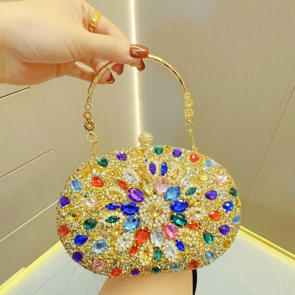 Clutch Purses for Women Evening Bag Nude Purse Luxury Handbag Bride Wallet Glitter Multicolor Rhinestone Bags