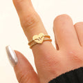 Niche Couple Matching Rings Fashion 14K Gold Plated Copper Heart Band for Women