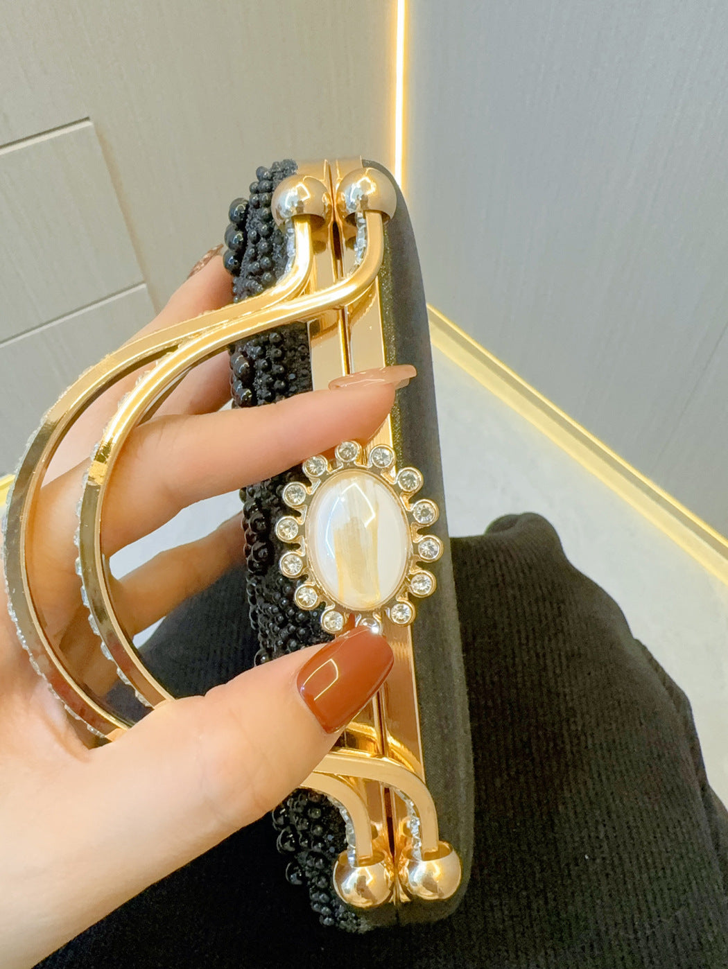 Vintage Pearl Tote Clutch Wedding evening clutch Dinner bag