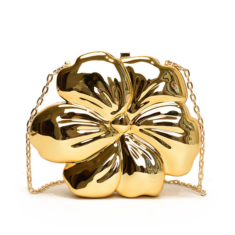 Elegant Flower Gold Acrylic Bag – Mini Dinner Bag & Prom Bag for Weddings, Parties, and Evenings