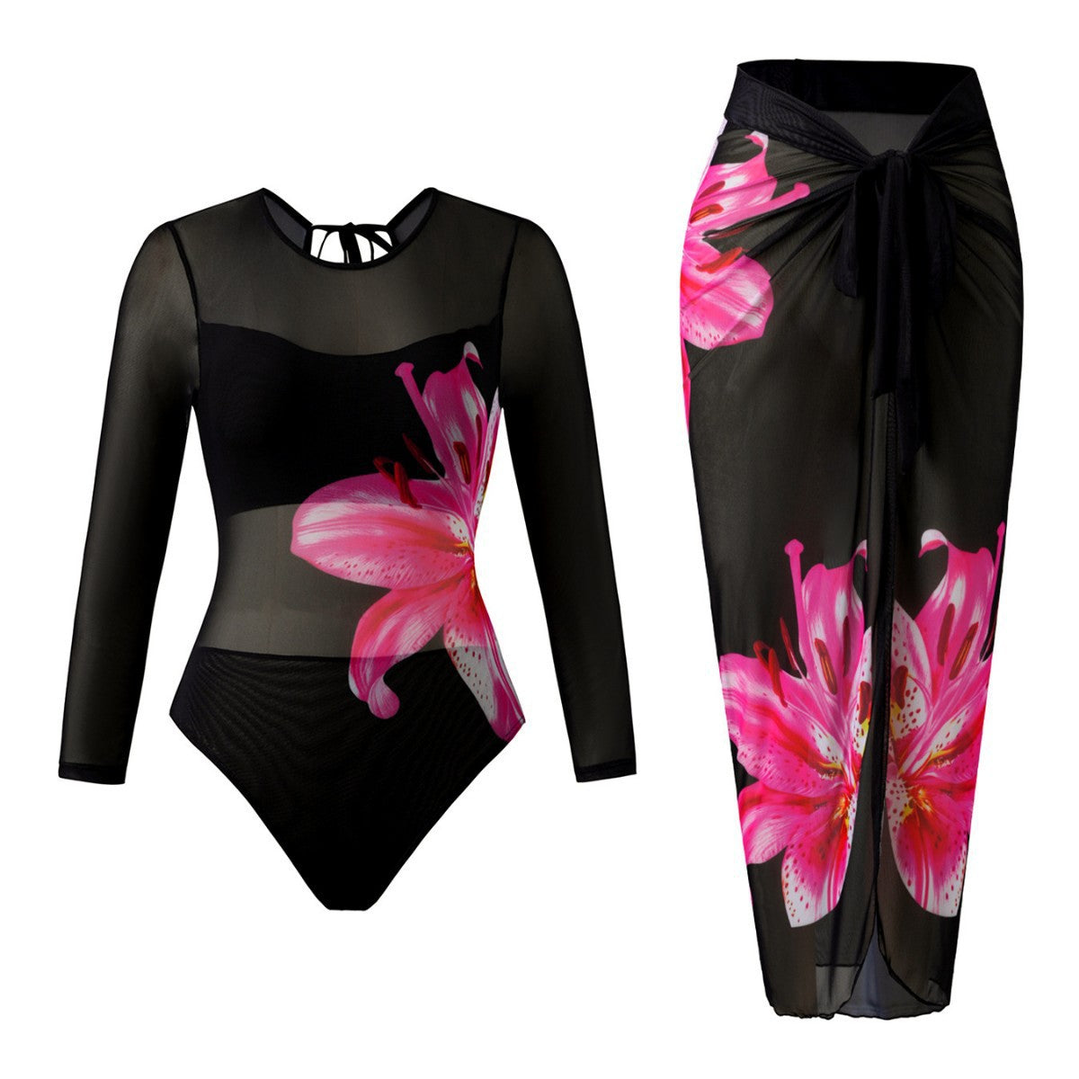 Women's Long Sleeve One Piece Swimsuit Sun Protection Quick Dry Bathing Suit