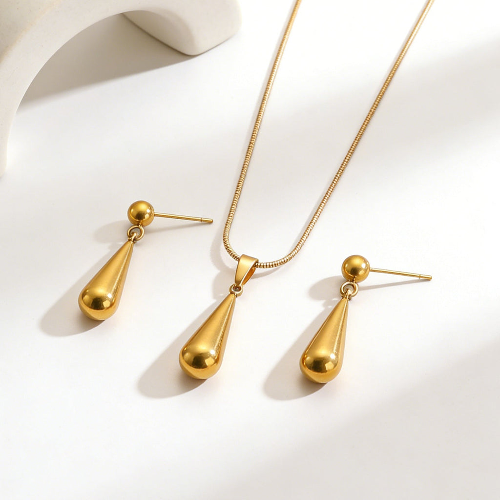 Fashion Luxury Minimalist Stainless Steel Water Drop Pendant Necklace Women Dainty Clavicle Chain