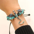 Vintage Enamel Dragon Handmade Woven Bracelet Zircon Dragon Rope Bracelet for Men