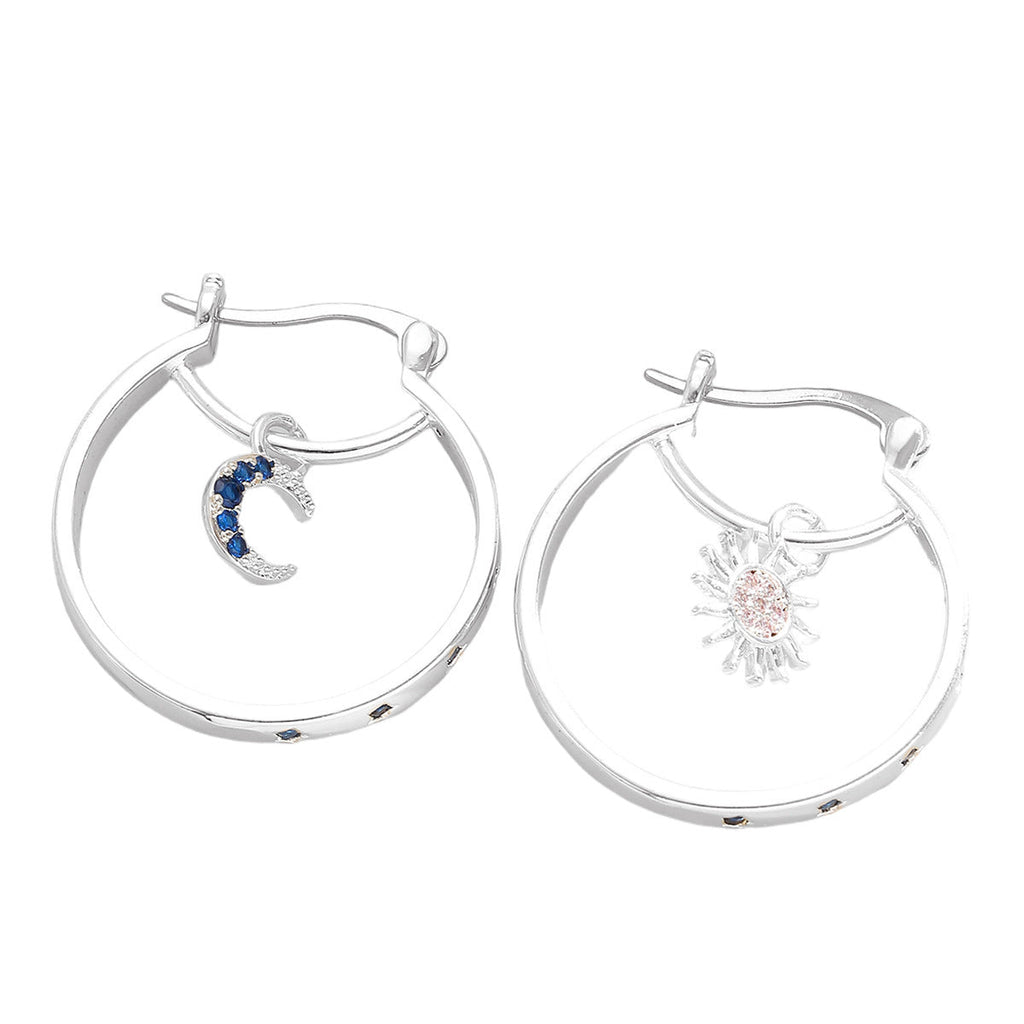 Luxury Twisted Sun & Moon Design Double Hoop Earrings for Women