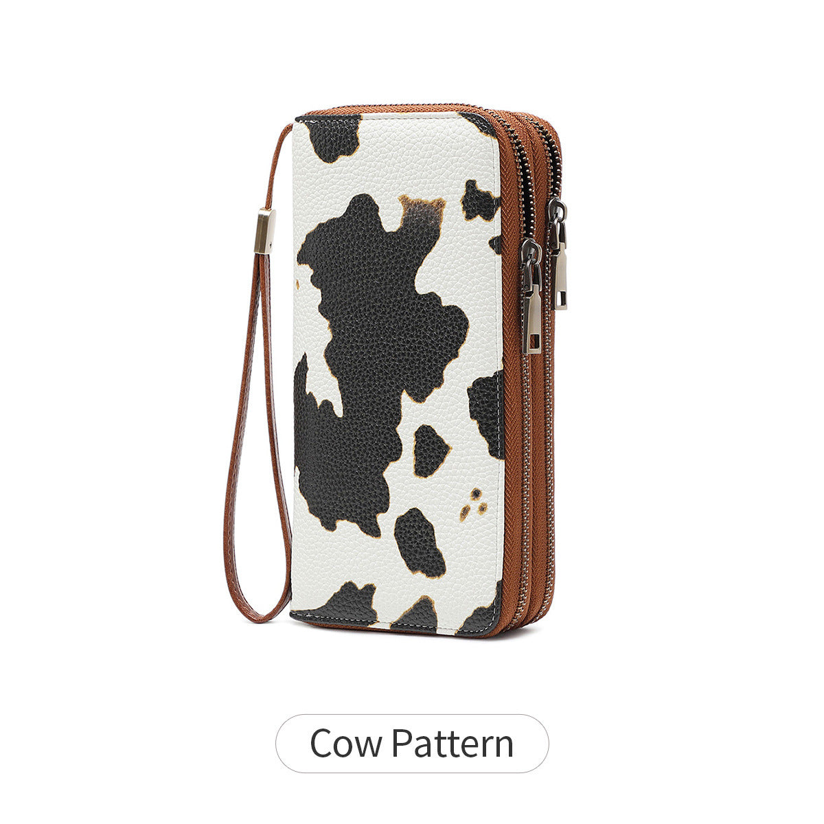 RFID anti-theft brush, women's long wallet, retro cow pattern organ card bag, large capacity clutch bag.