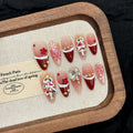 Red Velvet Snowflake Christmas Blush French Christmas Atmosphere Nail Art Handmade Nail Wear
