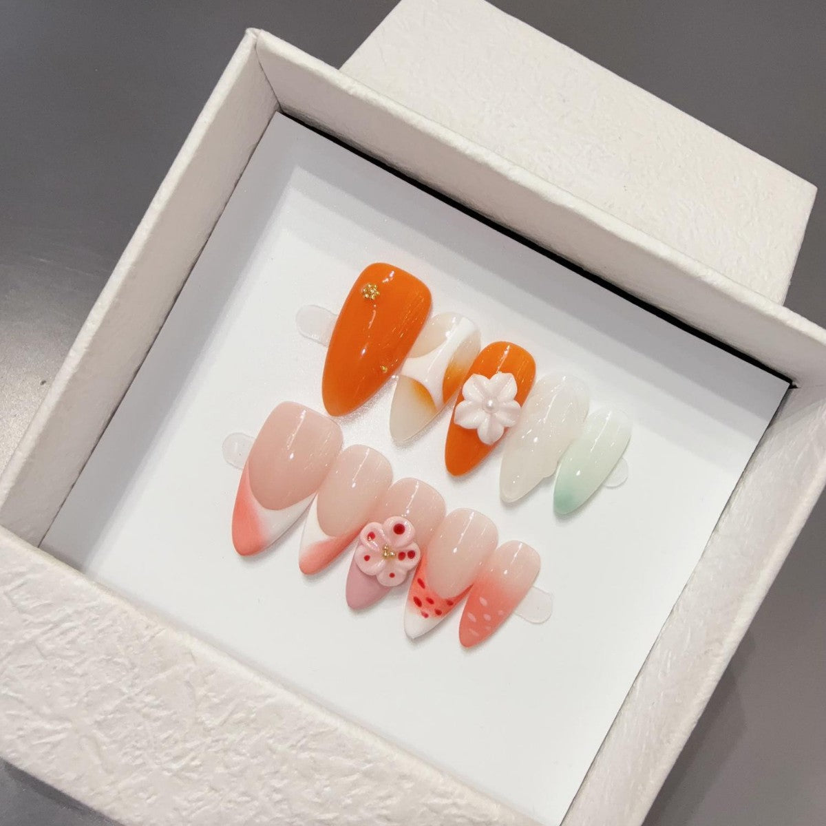 [Battle Plus Almond Nail] Removable Nail Patch HandmadePress on Nails Collection Shell