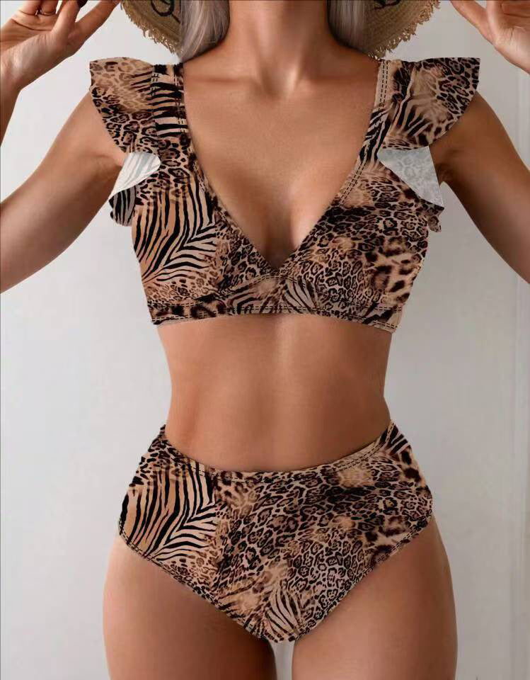 Women's Printed High Waist Bikini Two Piece Sexy Separate Swimwear