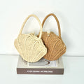 Round Straw Beach Bag - Handwoven Round Tote, Two-Way Handheld Shoulder Purse, Paper Rope Casual Bag