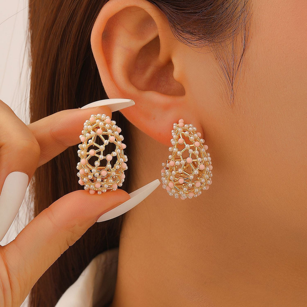 French Vintage Palace Style Stud Earrings Luxury Starry Design Earrings