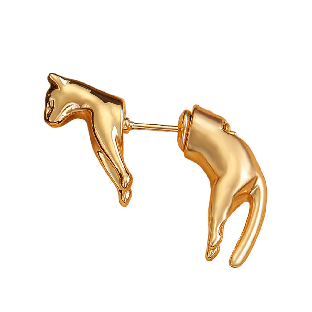 Personality Office Cute Cat Stud Earrings Women 3D Niche Animal Cat Detachable Earrings
