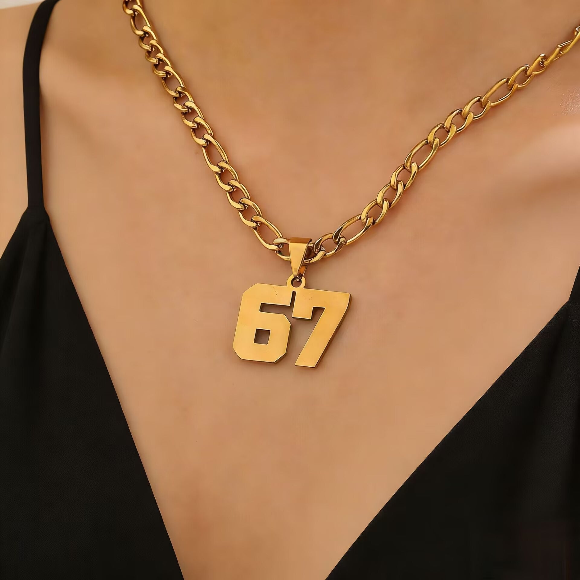 Custom Jersey Number 67 Stainless Steel Pendant Necklace Athlete Basketball Football Jewelry