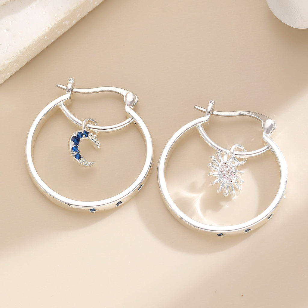Luxury Twisted Sun & Moon Design Double Hoop Earrings for Women