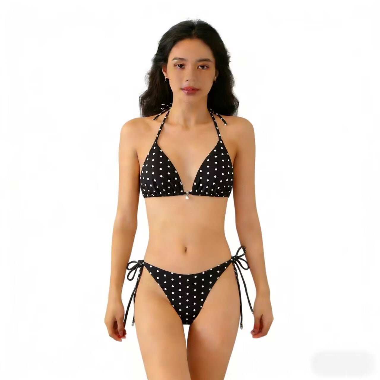 Sexy Triangle Separated Strap Multicolor Polka Dot Bikini Beach Swimwear Swimsuit