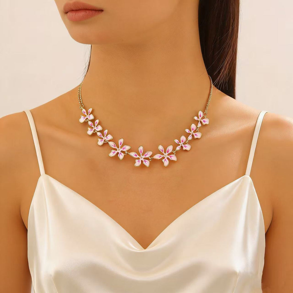 Fashion Geometric Flower 3D Vacation Style Necklace & Bracelet Set
