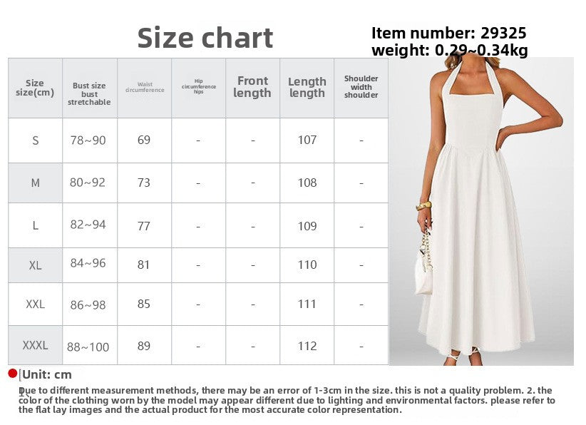 Summer women's fashion temperament wide suspender neck halter dress