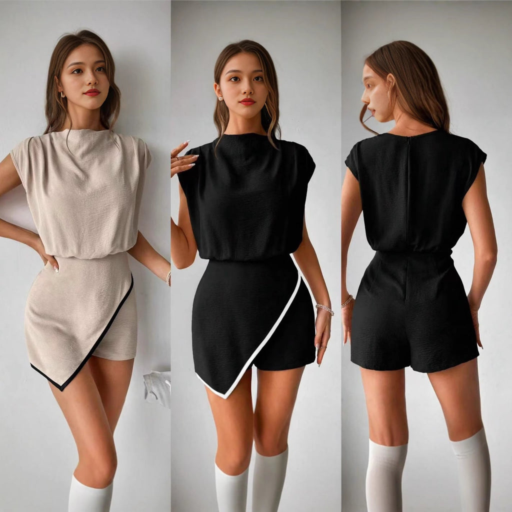 Fashion Women's Sleeveless Solid Short Jumpsuit – Minimalist Romper