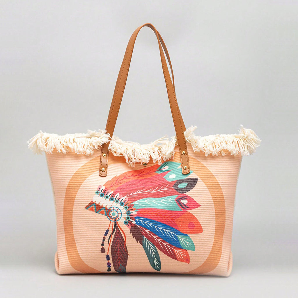 Fashion Large Tote Bag – High-Aesthetic Printed Handbag, Ethnic Style Travel Shoulder Shopper