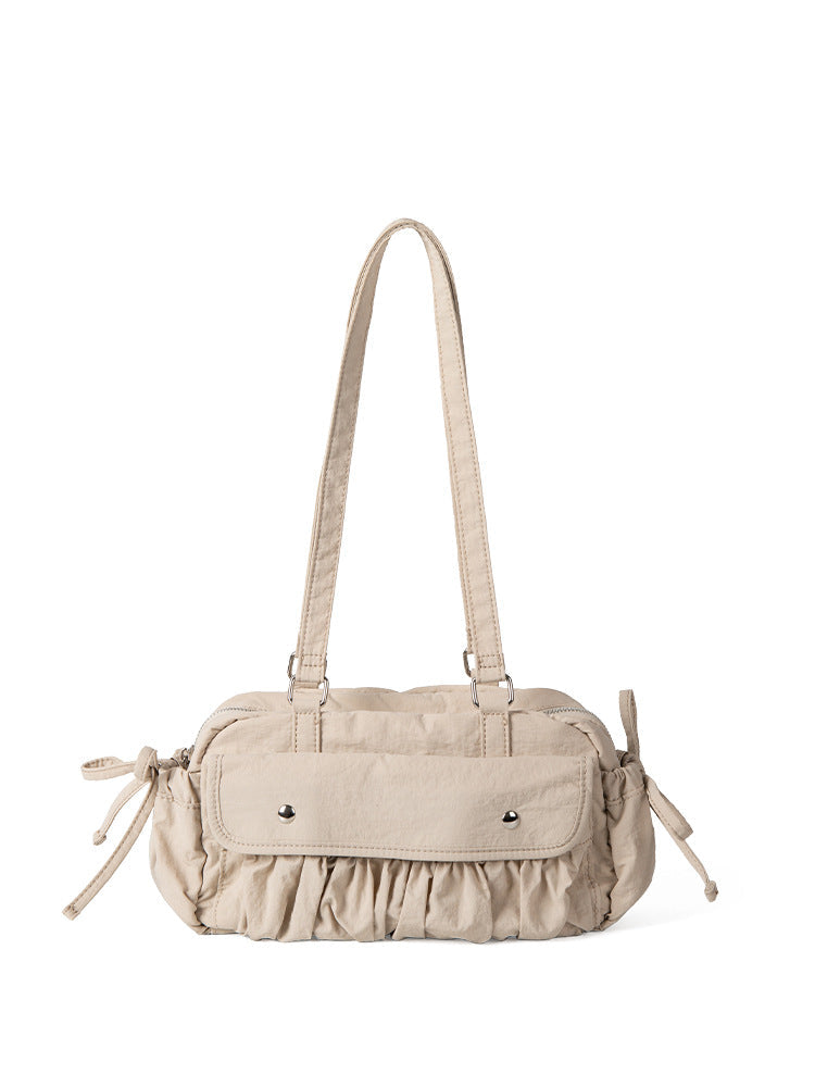 Small shoulder bag for women, pleated nylon shoulder bag, baguette bag, fashionable large capacity shoulder bag for women hobo