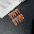 Gorgeous Vintage Long Patch Cross Angel Handmade Press on Nails