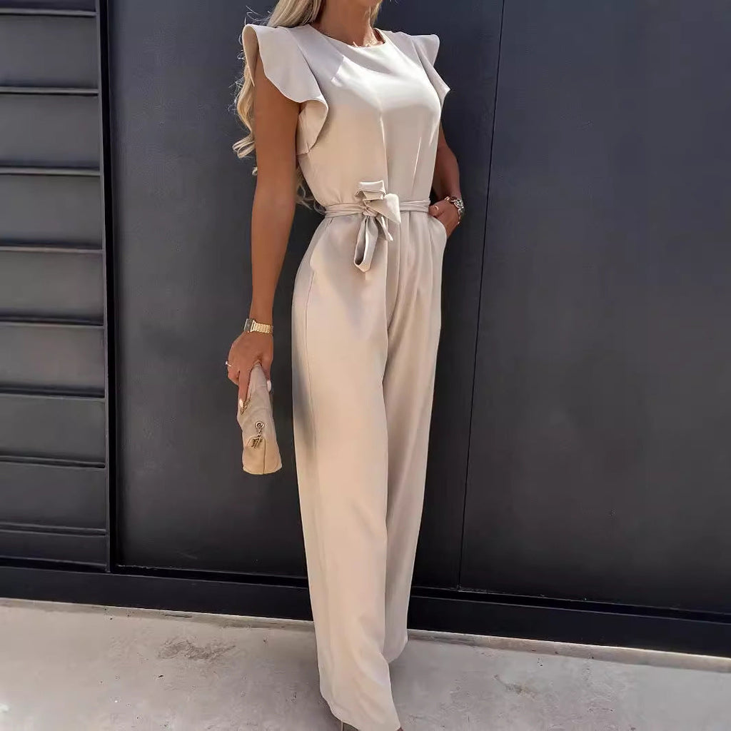 High Waist Commuter Strap-Up Jumpsuit - Summer Wide Leg Streetwear Jumpsuit