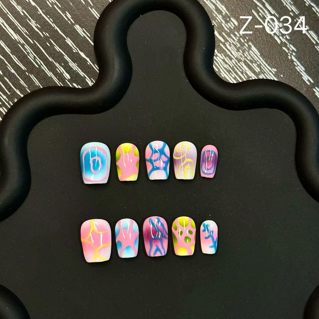 Hot-selling 10 pieces of simple summer hand-painted Press on Nails finished product wholesale