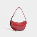 Retro red women's bag, pleated oval casual bag, shoulder bag, shoulder bag, hobo bag for women