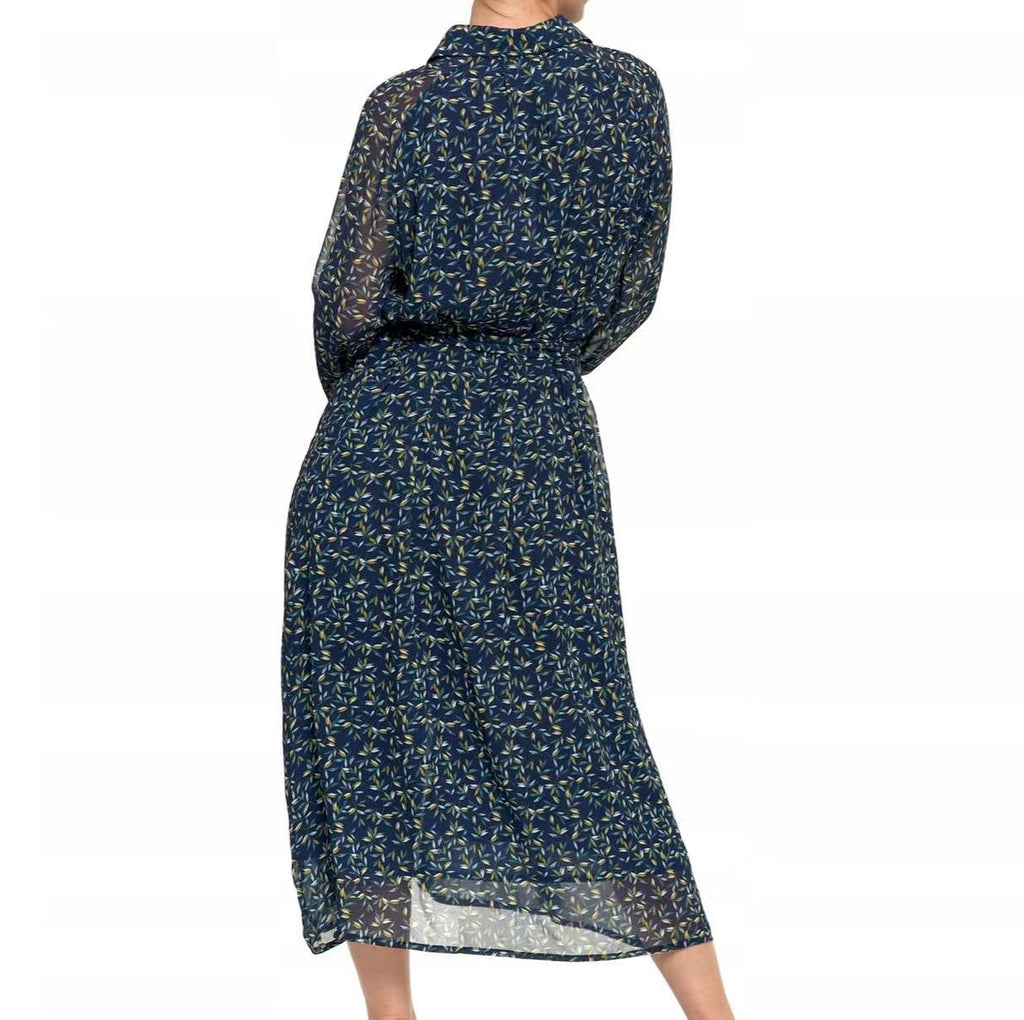Fashion Floral Print Cardigan Dress – Loose Long Sleeve Shirt Midi, Open-Front Layering Piece