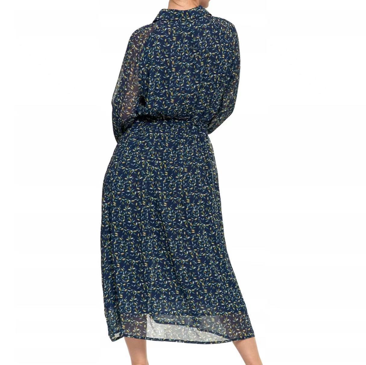 Fashion Floral Print Cardigan Dress – Loose Long Sleeve Shirt Midi, Open-Front Layering Piece