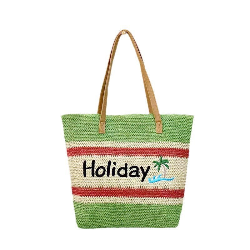 Women’s Straw Woven Shoulder Bag – Paper Rope Tote, Large Beach Shopping Mama Bag